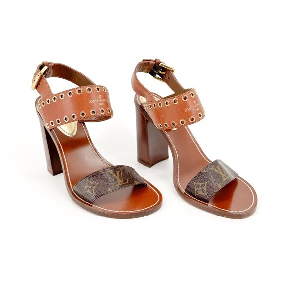 Louis Vuitton Shoes - Louis Vuitton Passenger Monogram Sandals EU 41 US 11 Brown Leather LV Block Heel